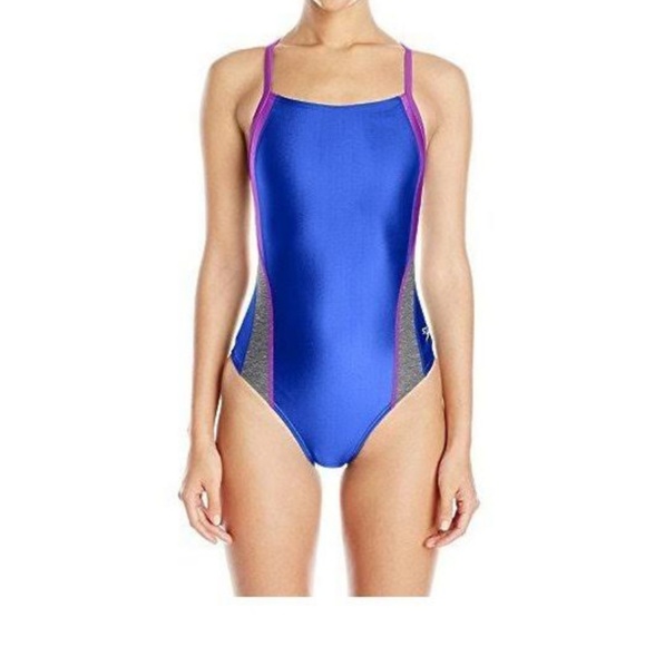 NWT Speedo Pro LT one piece swimsuit blue pink - Picture 2 of 7